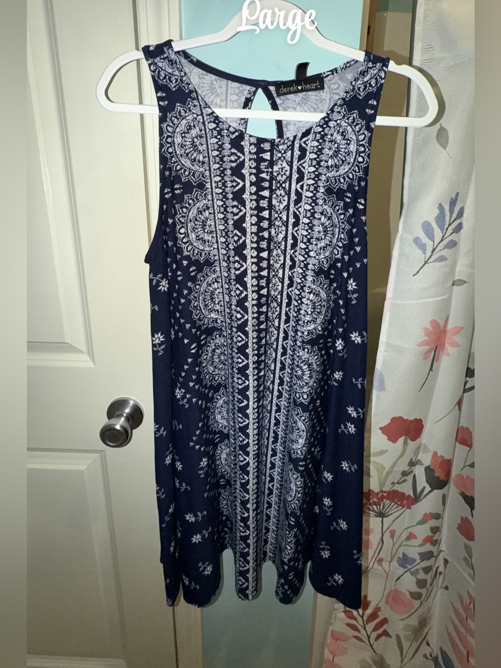 Derek Heart Navy Blue Printed Sleeveless Sundress